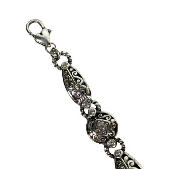 BRIGHTON Deco Lace Bracelet Silver Plated w/Cubic Zirconia Stones/ Rhinestones - Picture 9 of 16